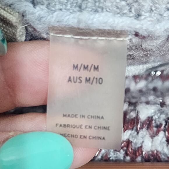 Roxy All Over Again Oversized Diamond Knit Sweater Cardigan Size Med - Picture 9 of 10